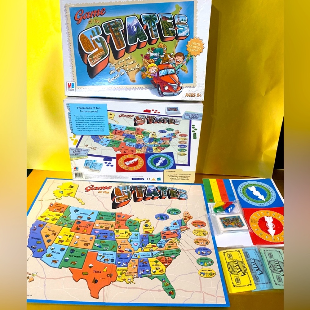MILON BRADLEY GAME OF THE STATES EDUCATIONAL BOARD GAME 2005 MAKES LEARNING FUN!